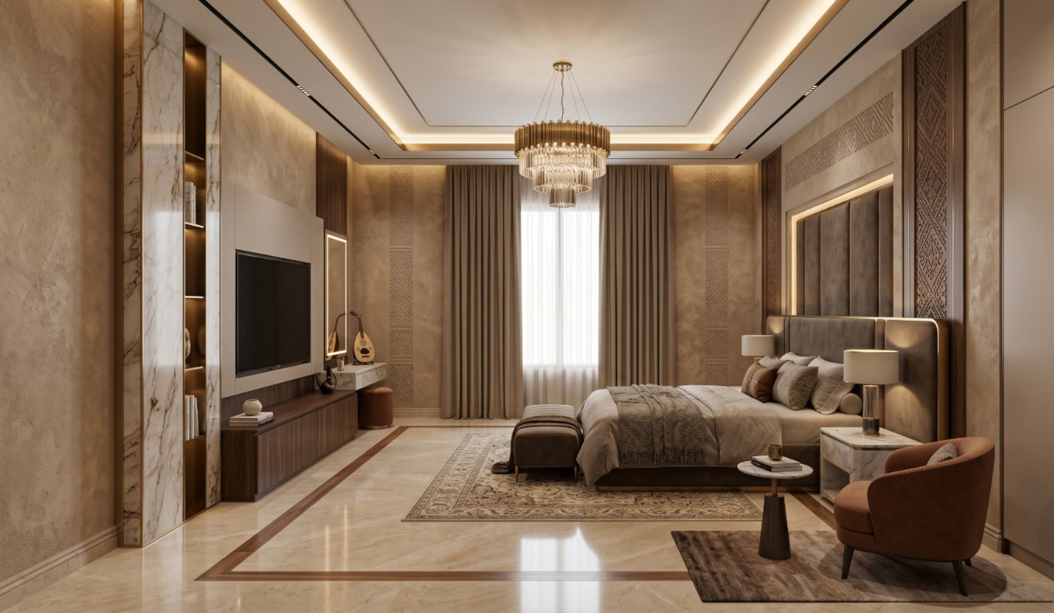 Luxurious suite balcony with chic furniture overlooks the sea, featuring a view of the iconic sail-shaped hotel. The scene is serene and inviting at sunset.